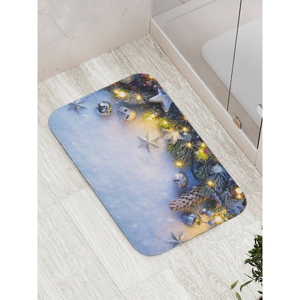 Противоскользящий коврик для ванной, сауны, бассейна JOYARTY домик новогодний