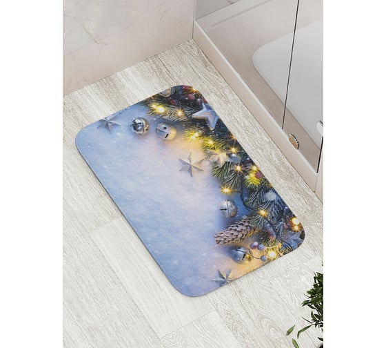 Изображение товара Коврик противоскользящий JoyArty "Праздничный снег" для ванной, сауны, бассейна, bath_21489