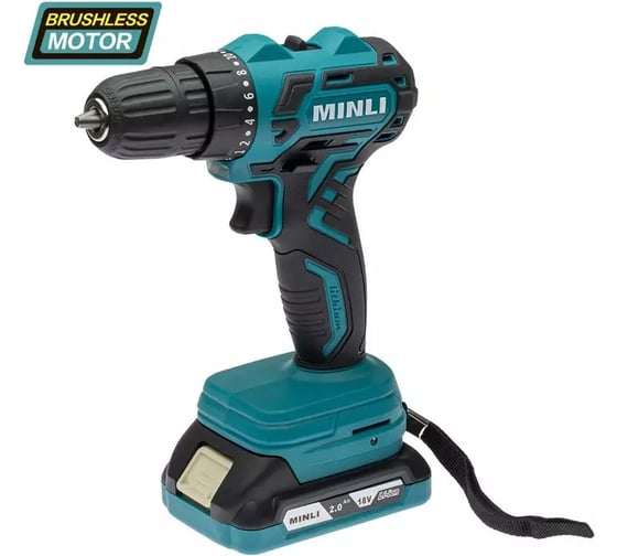 Изображение товара Бесщеточная аккумуляторная ударная дрель-шуруповерт MINLI 10мм. 35N.m Li-ion 18Vx2 / DC106.2-2.0A