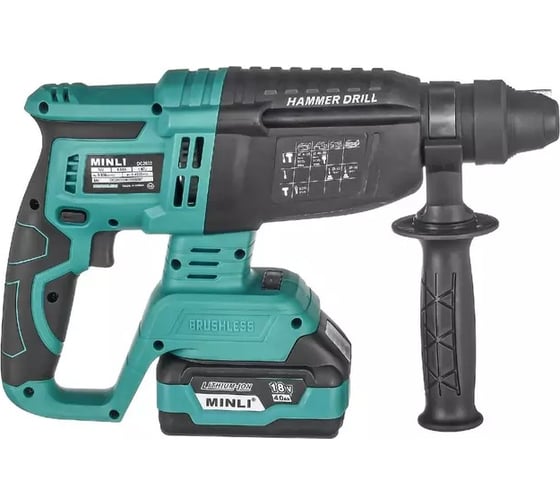 Изображение товара Бесщеточный аккумуляторный перфоратор MINLI 26мм. 1.87N.m Li-ion 18Vx2 / 4.0A DC2602