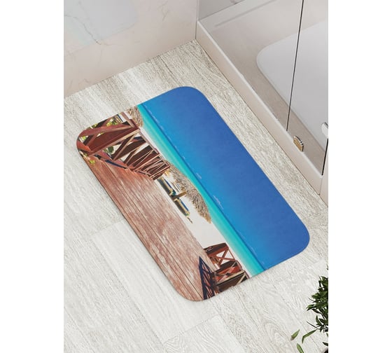 Изображение товара Коврик противоскользящий JoyArty "Прибытие на пляж" для ванной, сауны, бассейна, bath_16124