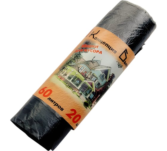 Изображение товара Мешки для мусора ОФИСМАГ 60л, черные, в рулоне 20шт, ПНД, 10мкм, 60x72см, стандарт, КБ, шк0059 600422