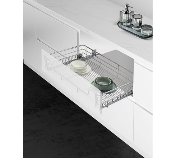 Изображение товара Выдвижная корзина-сушка Mebax 4 борта, напр. нижние, (хром. железо) модуль 450мм, 450х380х160 00-00003280