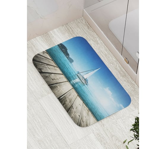 Изображение товара Коврик противоскользящий JoyArty "Встречаем путешественника" для ванной, сауны, бассейна, bath_16450