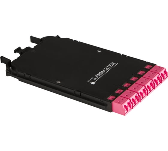 Изображение товара Компактная MPO кассета LANMASTER OM4, 12xLC, тип B, низкие потери, черная LAN-MCCB-1M-12LC/OM4