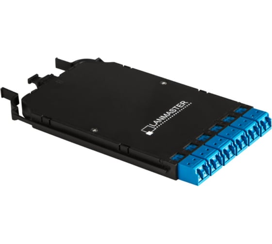 Изображение товара Компактная MPO кассета LANMASTER OS2, 12xLC, тип B, низкие потери, черная LAN-MCCB-1M-12LC/OS2