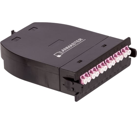 Изображение товара MPO кассета LANMASTER OM4, 12xLC, тип B, низкие потери, черная LAN-MCSB-1M-12LC/OM4