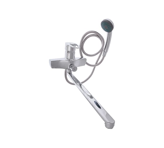 Изображение товара Смеситель для ванны СоюзКран с душем, прямой излив 40 см, керамический картридж 40 мм, хром, цинк SK08-P125 567-026