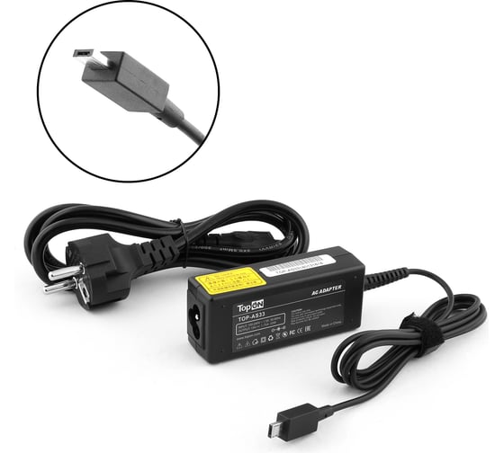 Изображение товара Блок питания для Asus TopOn 19V 1.75A (8.2x6.5x2.3) 33W 0A001-00342600 TOP-AS33