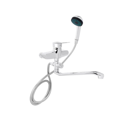 Изображение товара Смеситель для ванны СоюзКран с душем, плоский излив 35 см, керамический картридж 40 мм, хром, цинк SK09-I124 567-028