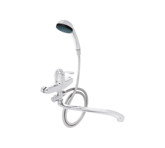 Изображение товара Смеситель для ванны СоюзКран с душем, плоский излив 35 см, керамический картридж 40 мм, хром, цинк SK09-I130 567-029