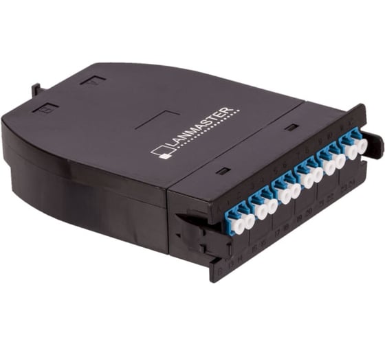 Изображение товара MPO кассета LANMASTER OS2, 12xLC, тип B, низкие потери, черная LAN-MCSB-1M-12LC/OS2