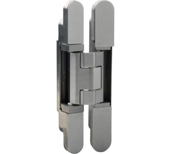 Изображение товара Петля дверная скрытая универсальная Cemom Moatti 3D, 111,5x29 мм, 80 кг, цамак хром сатин., с 4 алюм. колпачками CEM1821.01/MP
