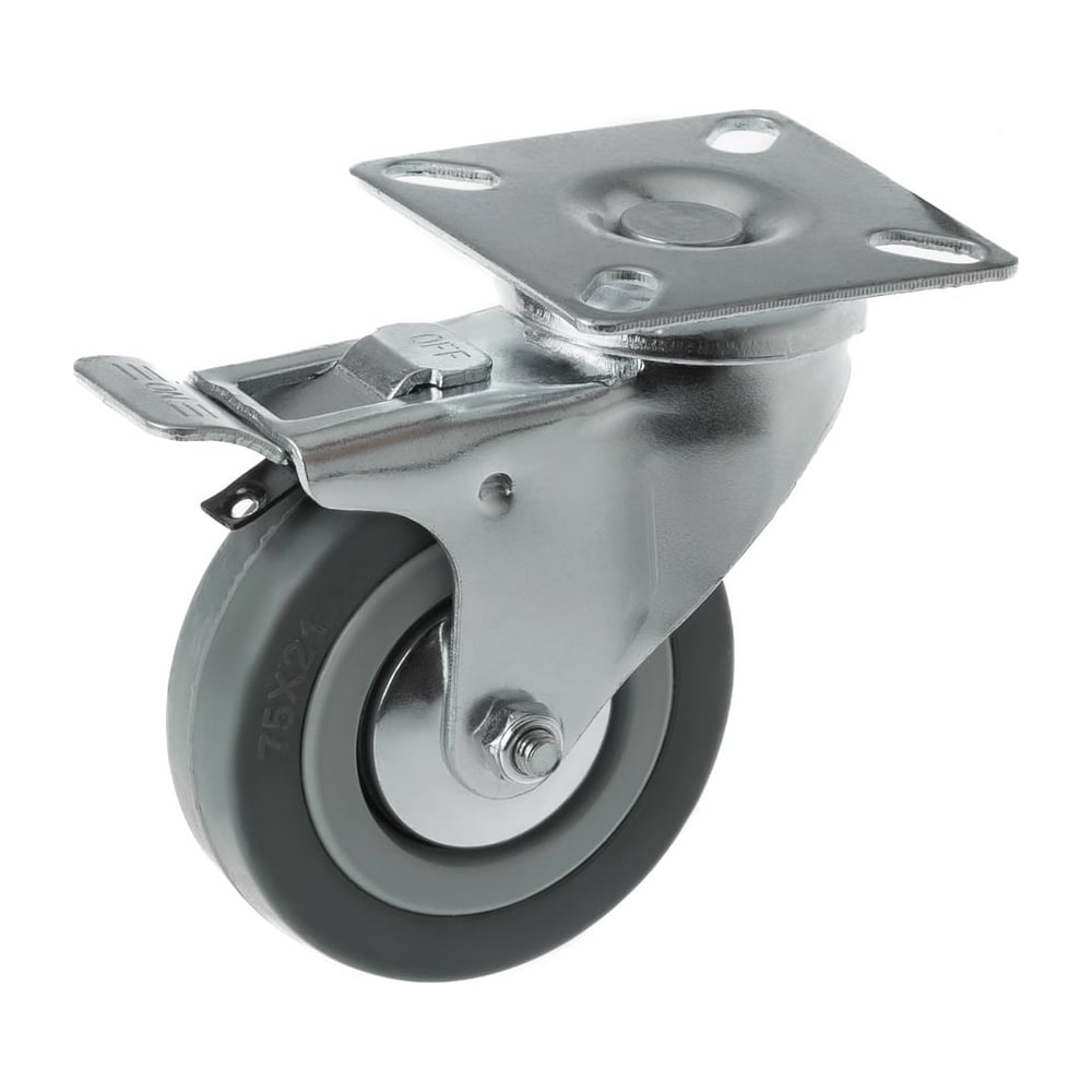 Изображение товара Ролик сварком аппарат 75мм поворотный на плат с тормозом