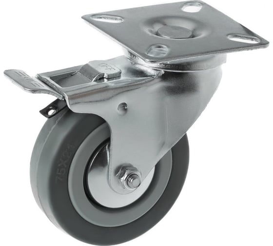 Изображение товара Ролик Сварком аппарат. 75мм повор. на плат с торм. (1 шт.) k00003241