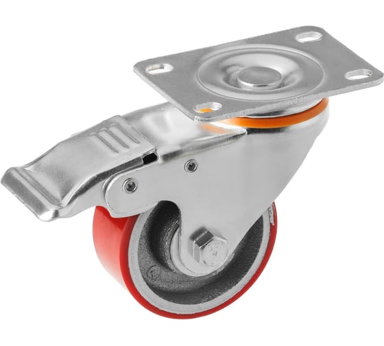 Изображение товара Ролик Сварком полиуретан. 75мм поворот. (б.г.) с торм. SCPB93 (1 шт.) k00014073