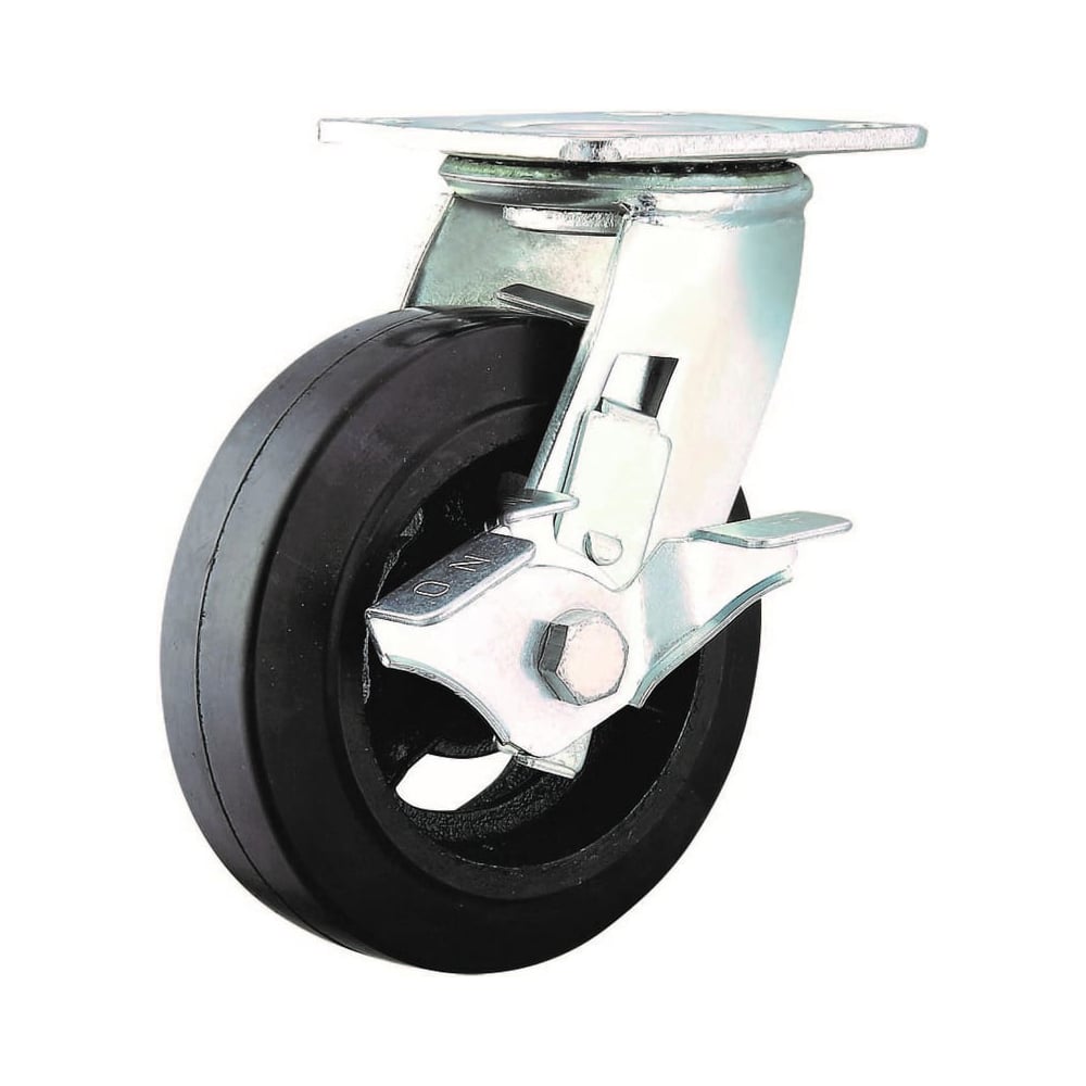 Изображение товара Полиуретановый ролик с поворотным механизмом и тормозом 150 мм для промышленного использования