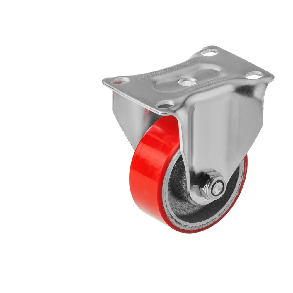 Изображение товара Промышленные ролики сварком полиуретан 75мм неповоротные, фиксированный кронштейн