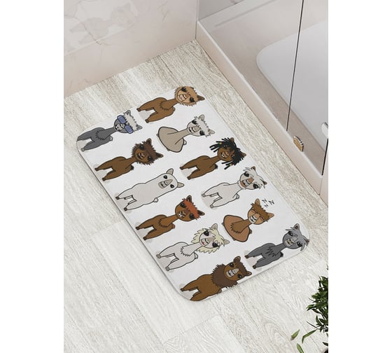 Изображение товара Коврик противоскользящий JoyArty "Модные ламы" для ванной, сауны, бассейна, bath_15498
