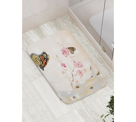 Изображение товара Коврик противоскользящий JoyArty "В гостях у бабочек" для ванной, сауны, бассейна, bath_2914