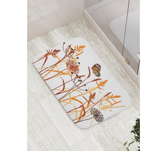 Изображение товара Коврик противоскользящий JoyArty "Бабочка в дикой траве" для ванной, сауны, бассейна, bath_7052