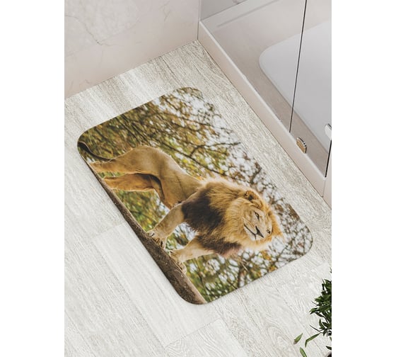 Изображение товара Коврик противоскользящий JoyArty "Лев-наблюдатель" для ванной, сауны, бассейна, bath_2400