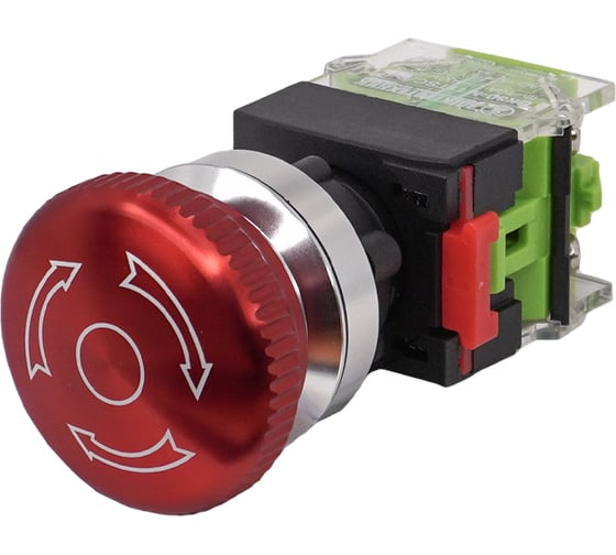 Изображение товара Выключатель кнопочный Электротехник ВК30-М11TSC/R/P, красный, 1НО и 1НЗ, гриб с фиксацией 40мм, d30мм, IP65, ET086979