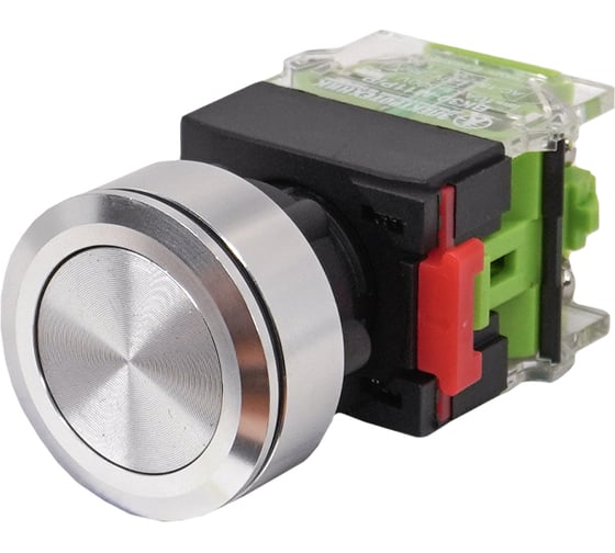 Изображение товара Выключатель кнопочный Электротехник ВК30-M11P/P, металл, 1НО и 1НЗ, цилиндр, d30мм, IP65, ET859211