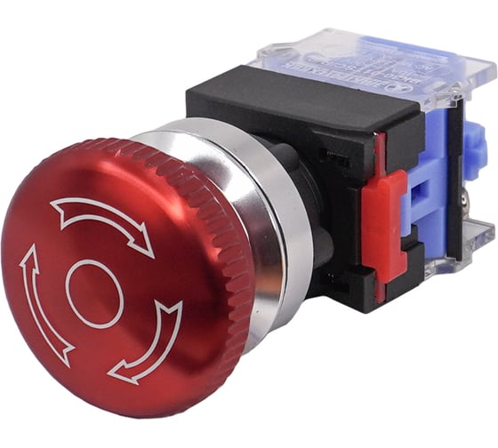 Изображение товара Выключатель кнопочный Электротехник ВК30-01TSC/R/P, красный, 1НЗ, гриб с фиксацией 40мм, d30мм, IP65, ET086978