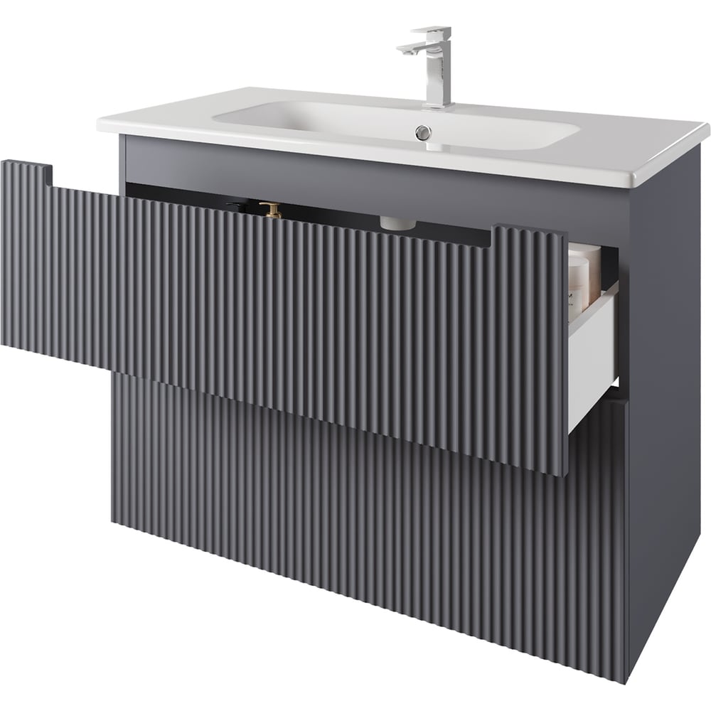 Изображение товара Тумба DREJA EUPHORIA 100 см, подвесная и напольная, серый базальт