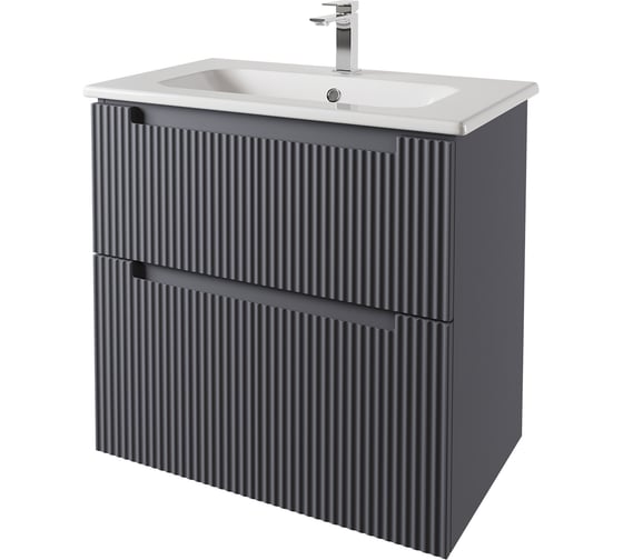 Изображение товара Тумба DREJA EUPHORIA 80 см, подвесная/напольная, 2 ящика, серый базальт матовый 99.2022