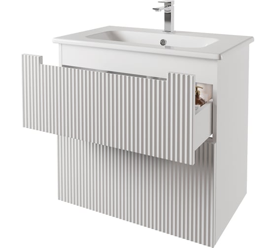 Изображение товара Тумба DREJA EUPHORIA 80 см, подвесная/напольная, 2 ящика, белый матовый 99.2016