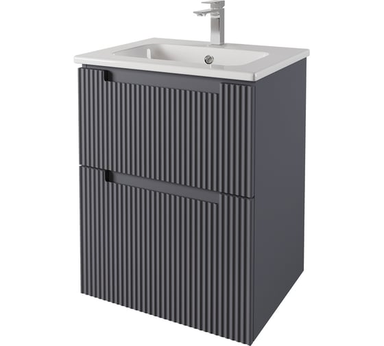 Изображение товара Тумба DREJA EUPHORIA 60 см, подвесная/напольная, 2 ящика, серый базальт матовый 99.2021