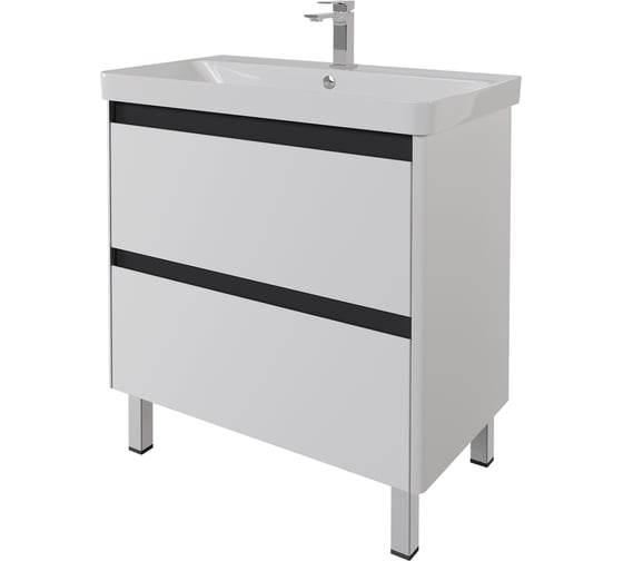 Изображение товара Тумба с раковиной напольная Dreja LUXURY PLUS 80 см, 2 ящика, с опорами, белый матовый 99.0931-11080-KL 99.2031K