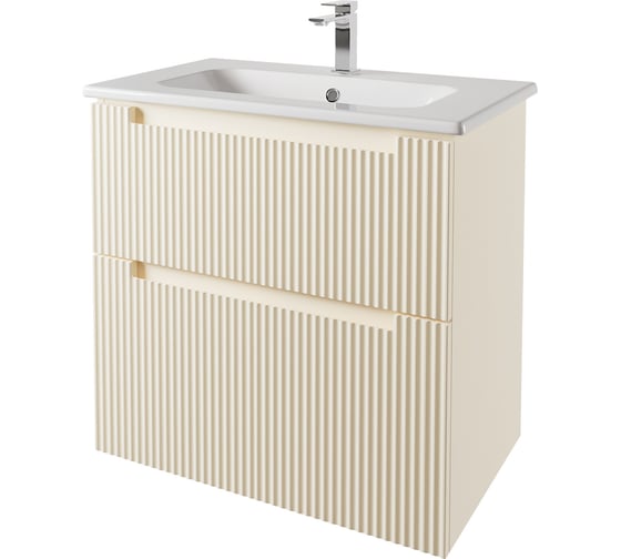 Изображение товара Тумба с раковиной подвесная DREJA EUPHORIA 80 см, 2 ящика, бежевый матовый 640177 99.2019K