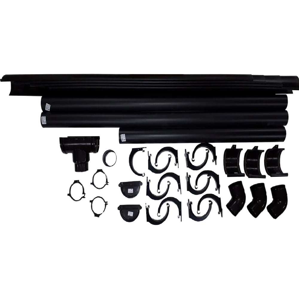 Изображение товара Комплект водосточной системы IMPLAST G130/80, коричневый, 4 метра