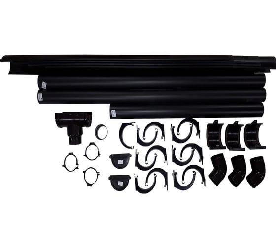 Изображение товара Комплект водосточной системы IMPLAST G130/80 (130 мм желоб, 80 мм труба), на 4 метра крыши, коричневый 4-3B