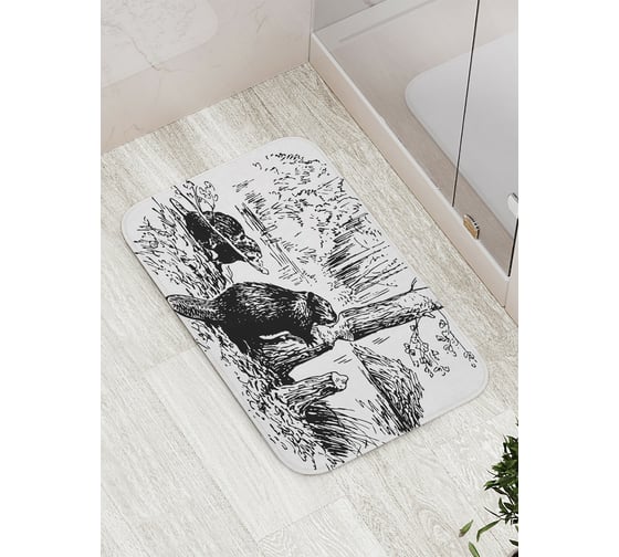 Изображение товара Коврик противоскользящий JoyArty "Бобры в работе" для ванной, сауны, бассейна, bath_21737