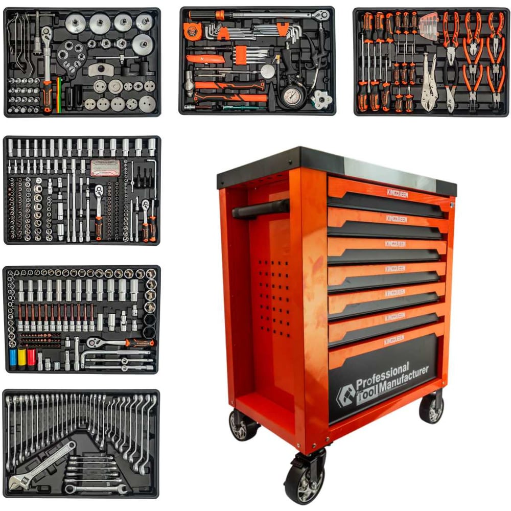 Изображение товара Инструментальная тележка KINGQUEEN с набором 487 предметов WIB-190-set