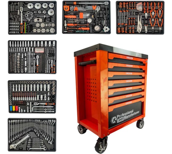 Изображение товара Инструментальная тележка с набором инструментов KINGQUEEN 487 предметов WIB-190-set