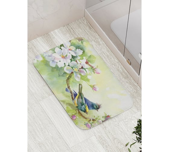 Изображение товара Коврик противоскользящий JoyArty "Птицы на ветке вишни" для ванной, сауны, бассейна, bath_30143