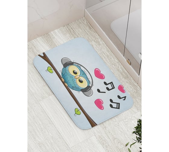 Изображение товара Коврик противоскользящий JoyArty "Сова меломан" для ванной, сауны, бассейна, bath_12685