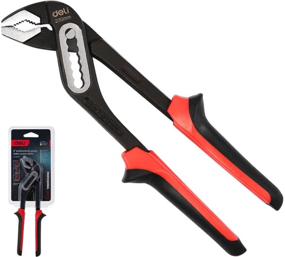Изображение товара Переставные клещи усиленные DELI 200мм DL2608Z (сталь Cr-V, раскрытие до 50мм, 7-ми ступенчатая регулировка) 133724
