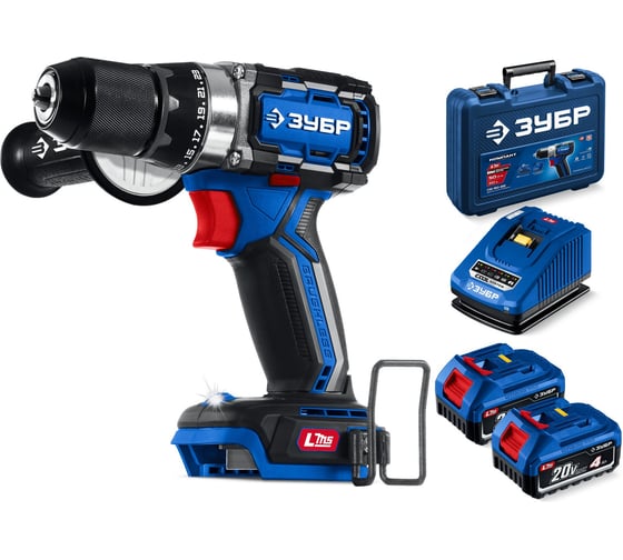 Изображение товара Бесщеточная дрель-шуруповерт ЗУБР Профессионал 20 В, 70 Н·м, 2 АКБ LMS (4 А·ч), кейс DB-70-42