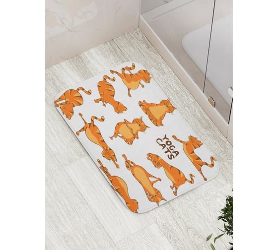 Изображение товара Коврик противоскользящий JoyArty "Йога и кот" для ванной, сауны, бассейна, bath_9647