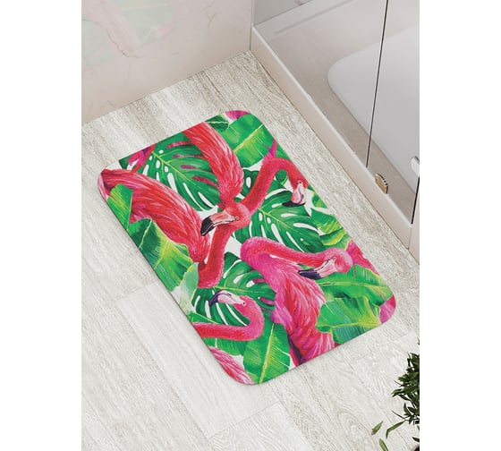 Изображение товара Коврик противоскользящий JoyArty "Удивленные фламинго" для ванной, сауны, бассейна, bath_14674
