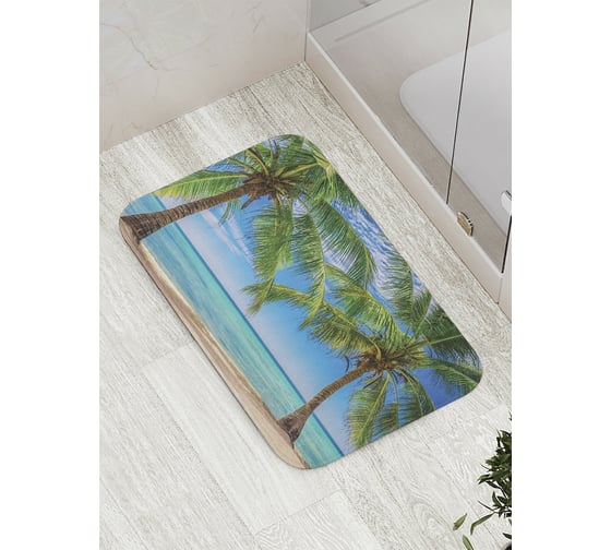 Изображение товара Коврик противоскользящий JoyArty "Пальмы и пляж" для ванной, сауны, бассейна, bath_8618