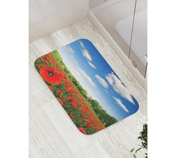 Изображение товара Коврик противоскользящий JoyArty "Маковое поле" для ванной, сауны, бассейна, bath_11902