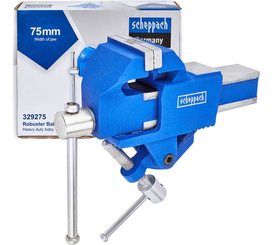 Изображение товара Тиски слесарные поворотные мини Scheppach (ширина губ - 75мм) Sch-329275(66056)