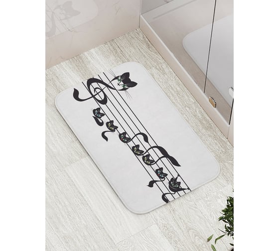 Изображение товара Коврик противоскользящий JoyArty "Кошачьи ноты" для ванной, сауны, бассейна, bath_12680